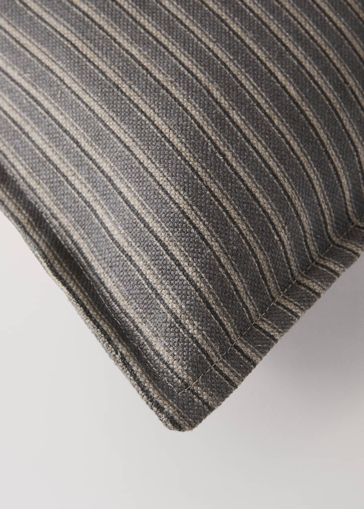 Linen cotton cushion cover with topstitching 40x60 cm — Grey