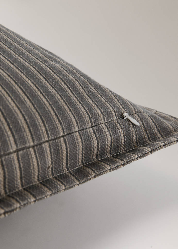 Linen cotton cushion cover with topstitching 40x60 cm — Grey