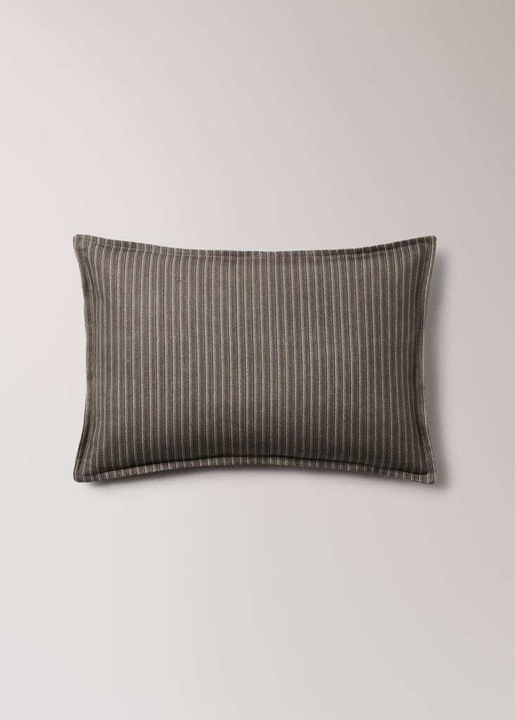 Linen cotton cushion cover with topstitching 40x60 cm — Grey