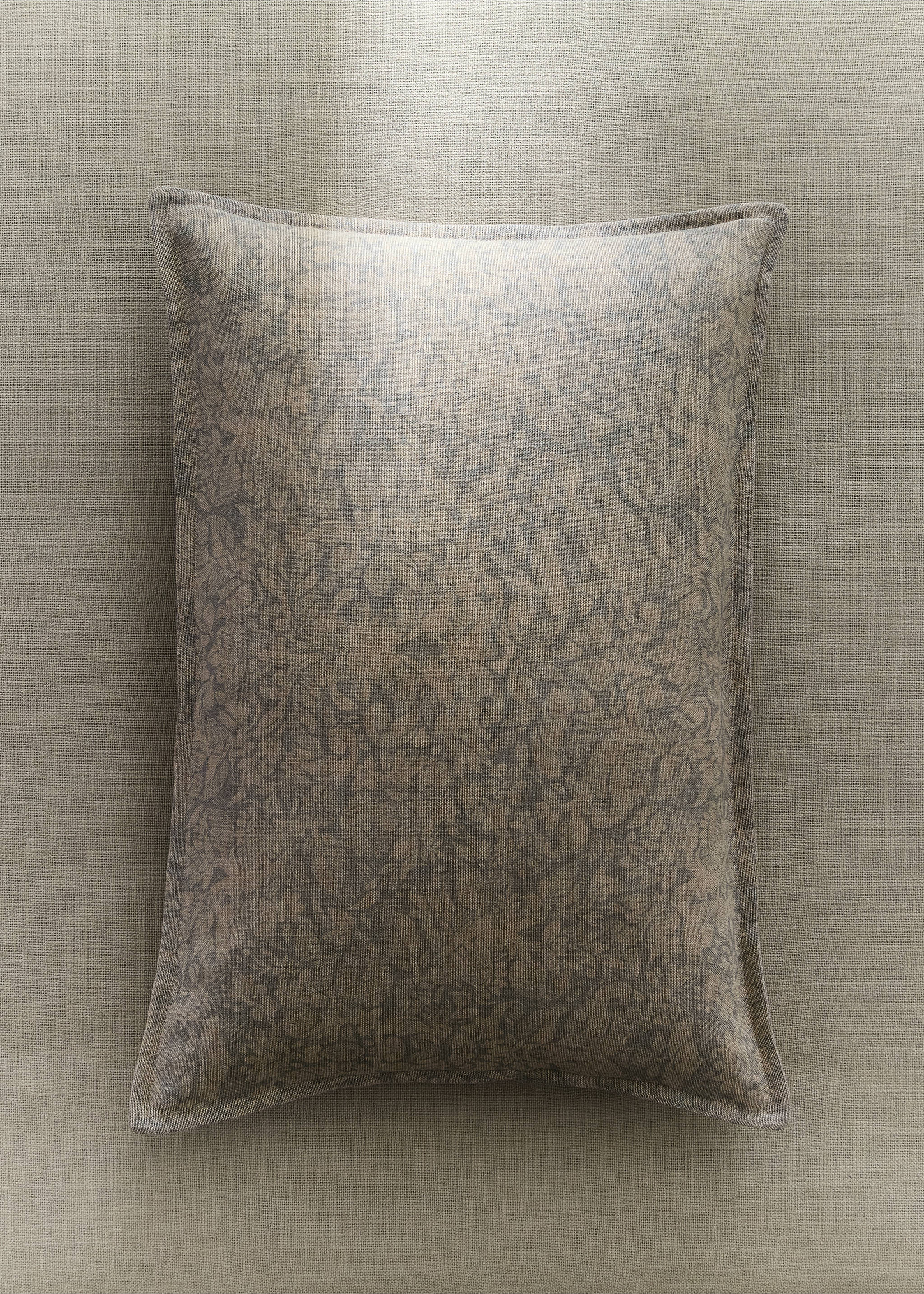 Floral print cushion cover 50x50 cm - General plane, Mint Green. Ref: 37022574-00.