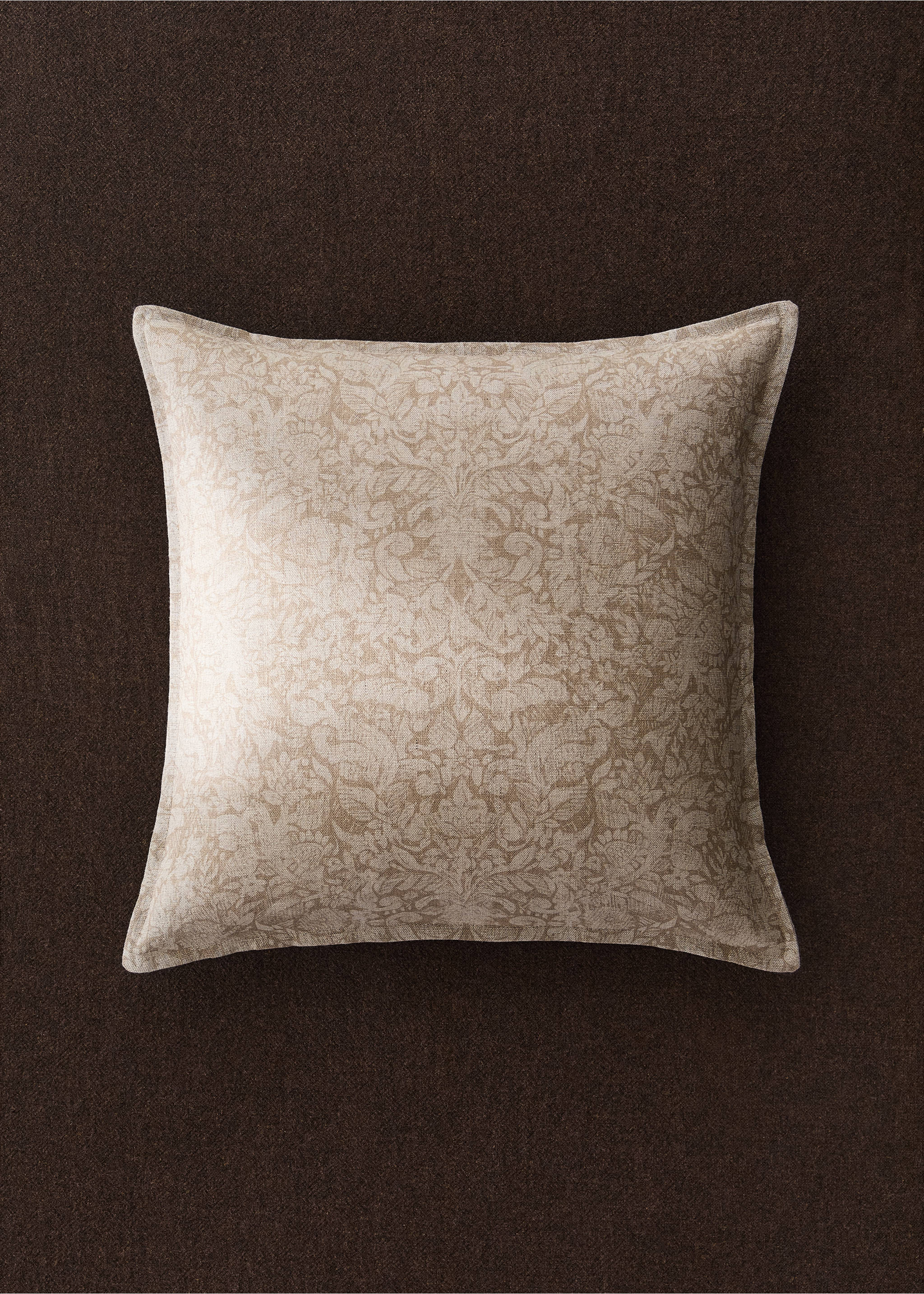 Floral print cushion cover 50x50 cm - General plane, Brown. Ref: 37022575-00.