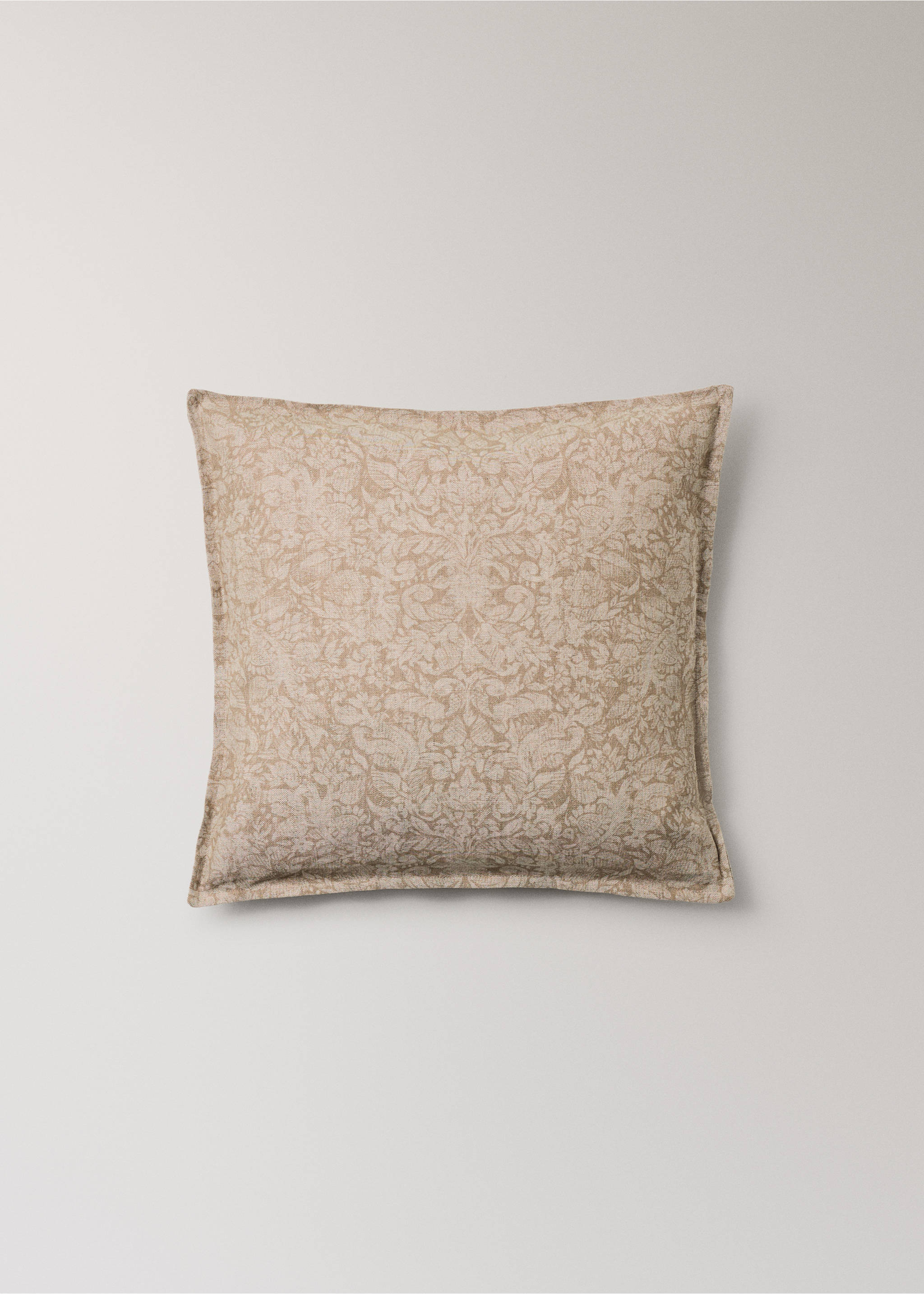 Floral print cushion cover 50x50 cm - Article without model, Brown. Ref: 37022575-00.