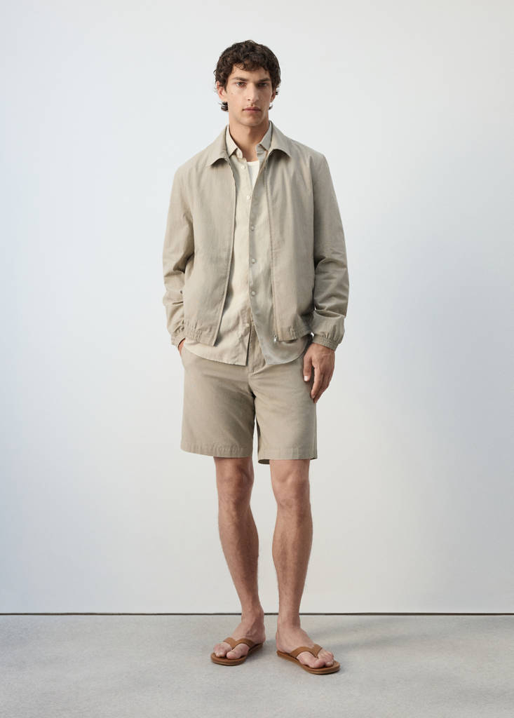 Micro check blazer 100% cotton — Beige