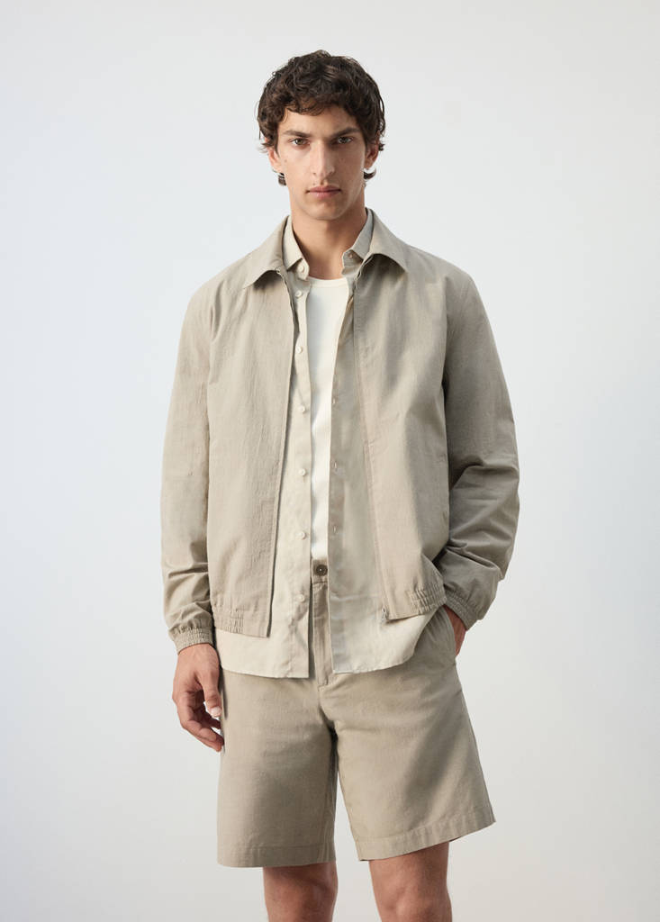 Micro check blazer 100% cotton — Beige