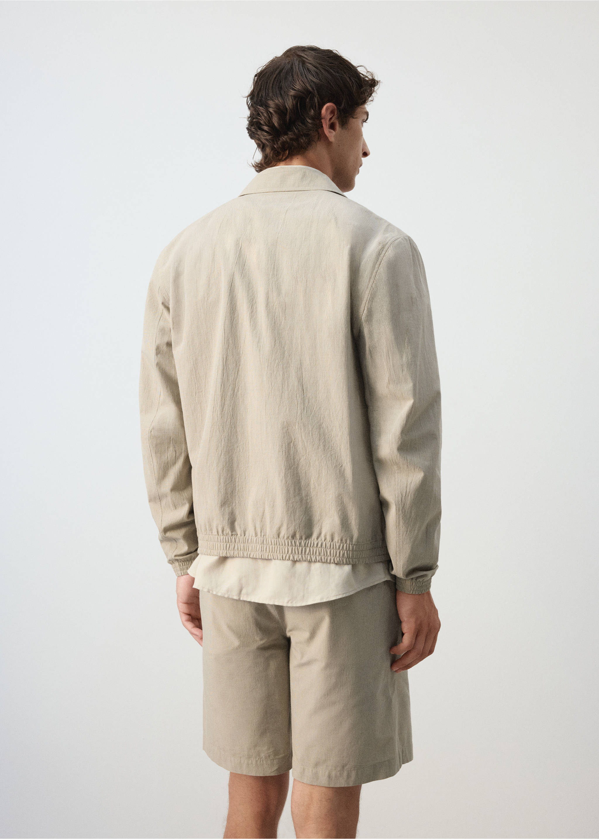 Slim fit jacket 100% cotton - Reverse of the article, Beige. Ref: 37022890-00.