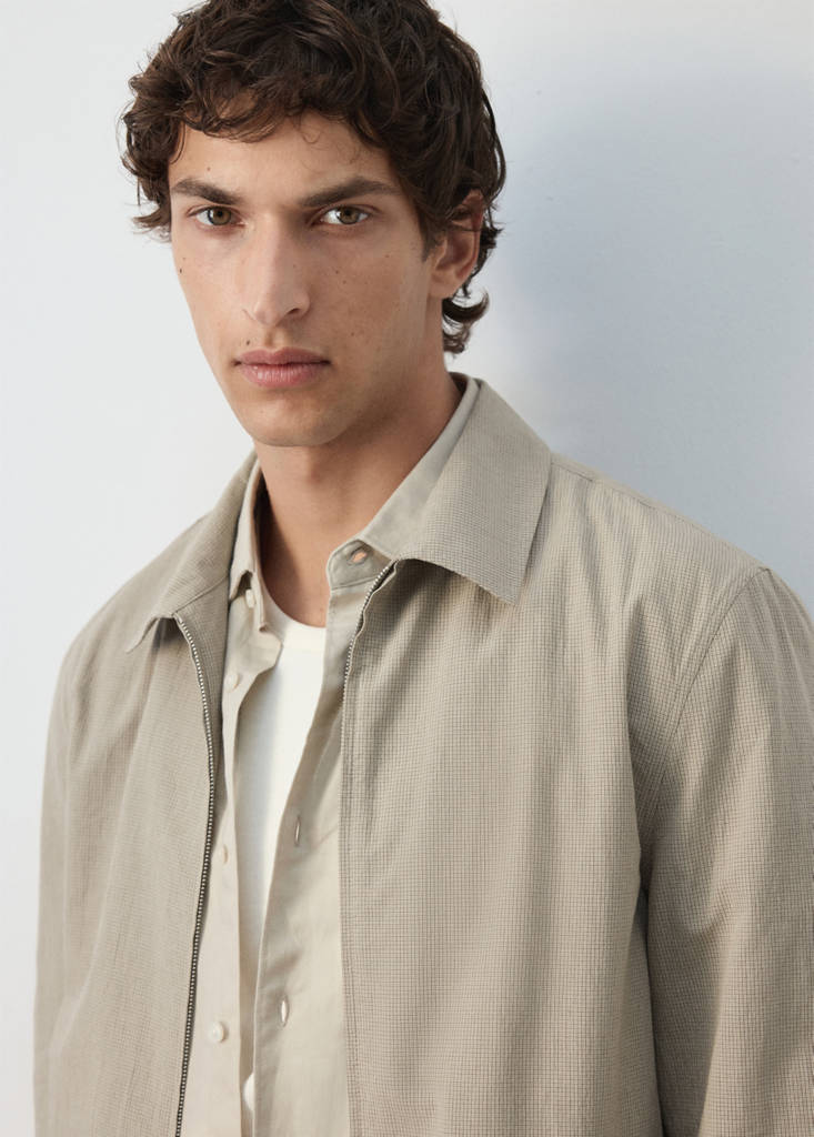 Micro check blazer 100% cotton — Beige