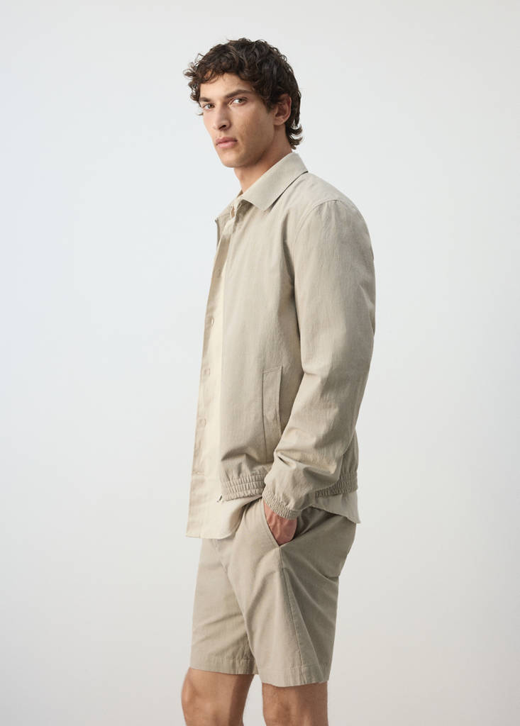 Micro check blazer 100% cotton — Beige