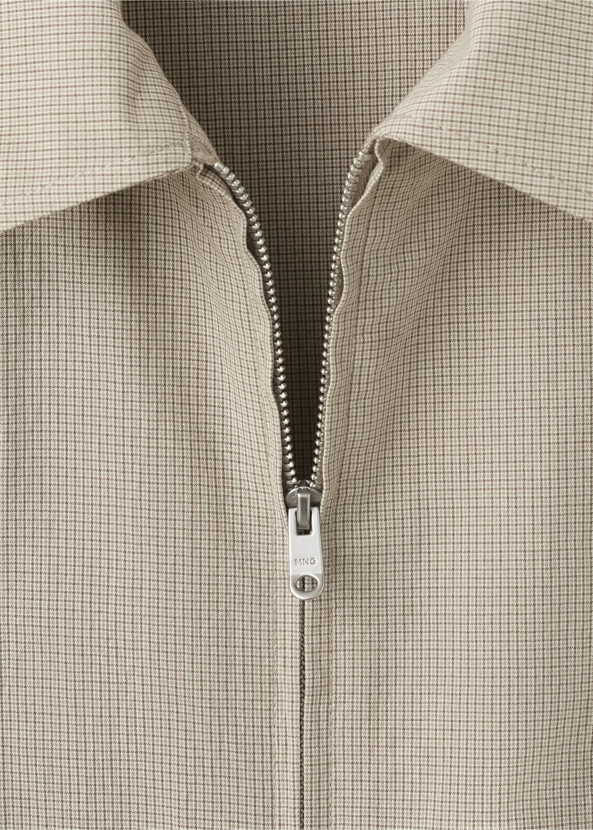 Slim fit jacket 100% cotton - Details of the article 8, Beige. Ref: 37022890-00.