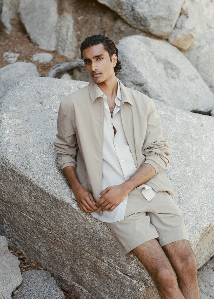 Micro check blazer 100% cotton — Beige