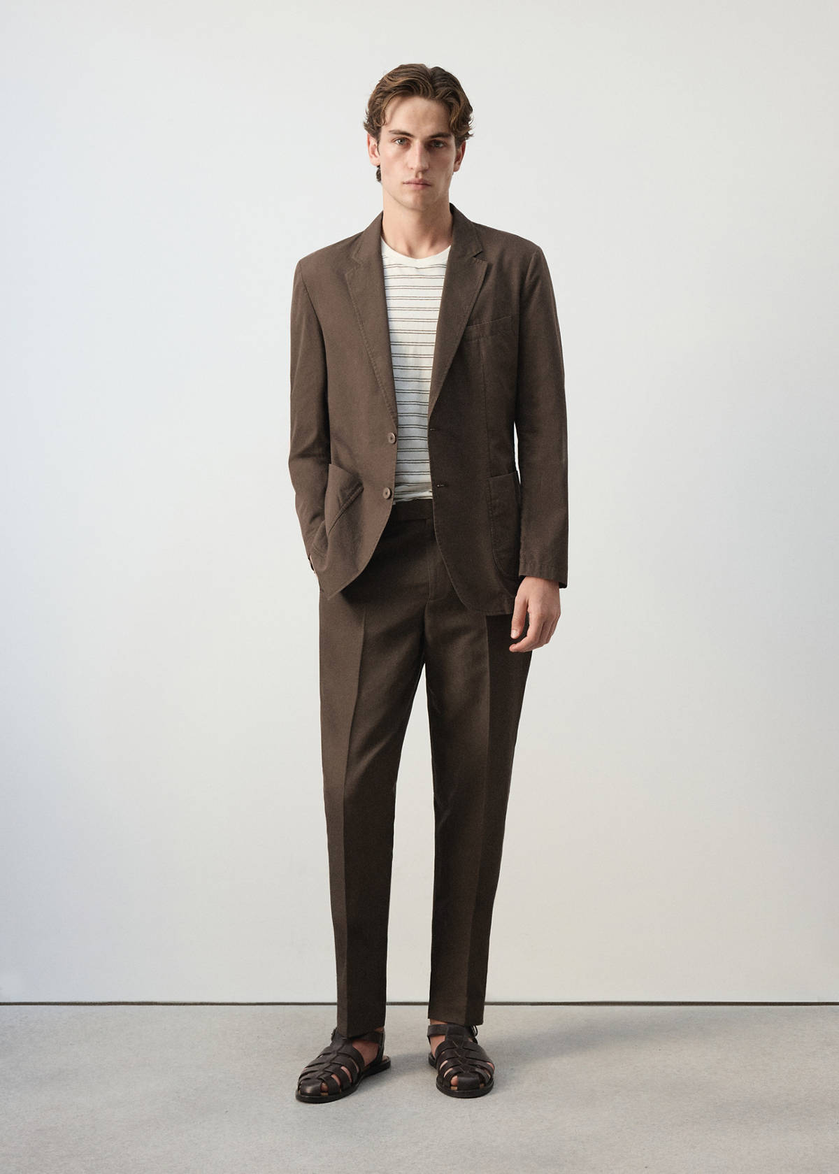 Slim fit cotton lyocell suit trousers