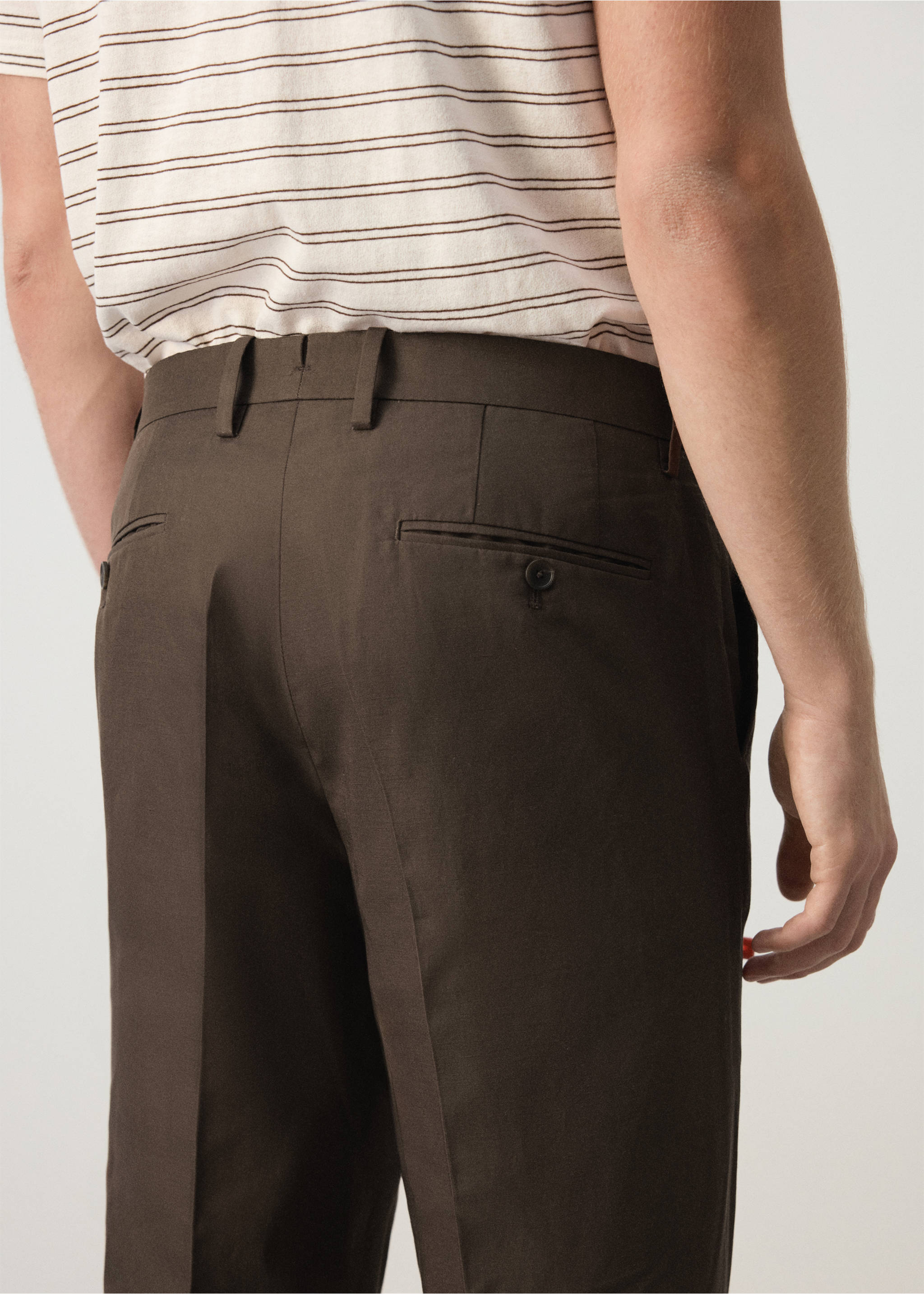 Pantalon costume slim fit coton lyocell - Détail de l'article 3, Marron. Ref: 37022893-00.
