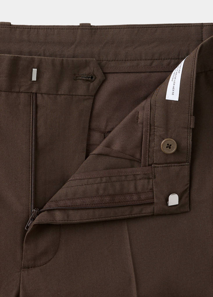 Slim fit cotton lyocell suit trousers — Brown