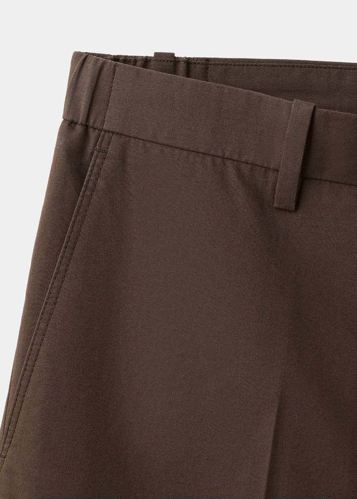 Slim fit cotton lyocell suit trousers — Brown
