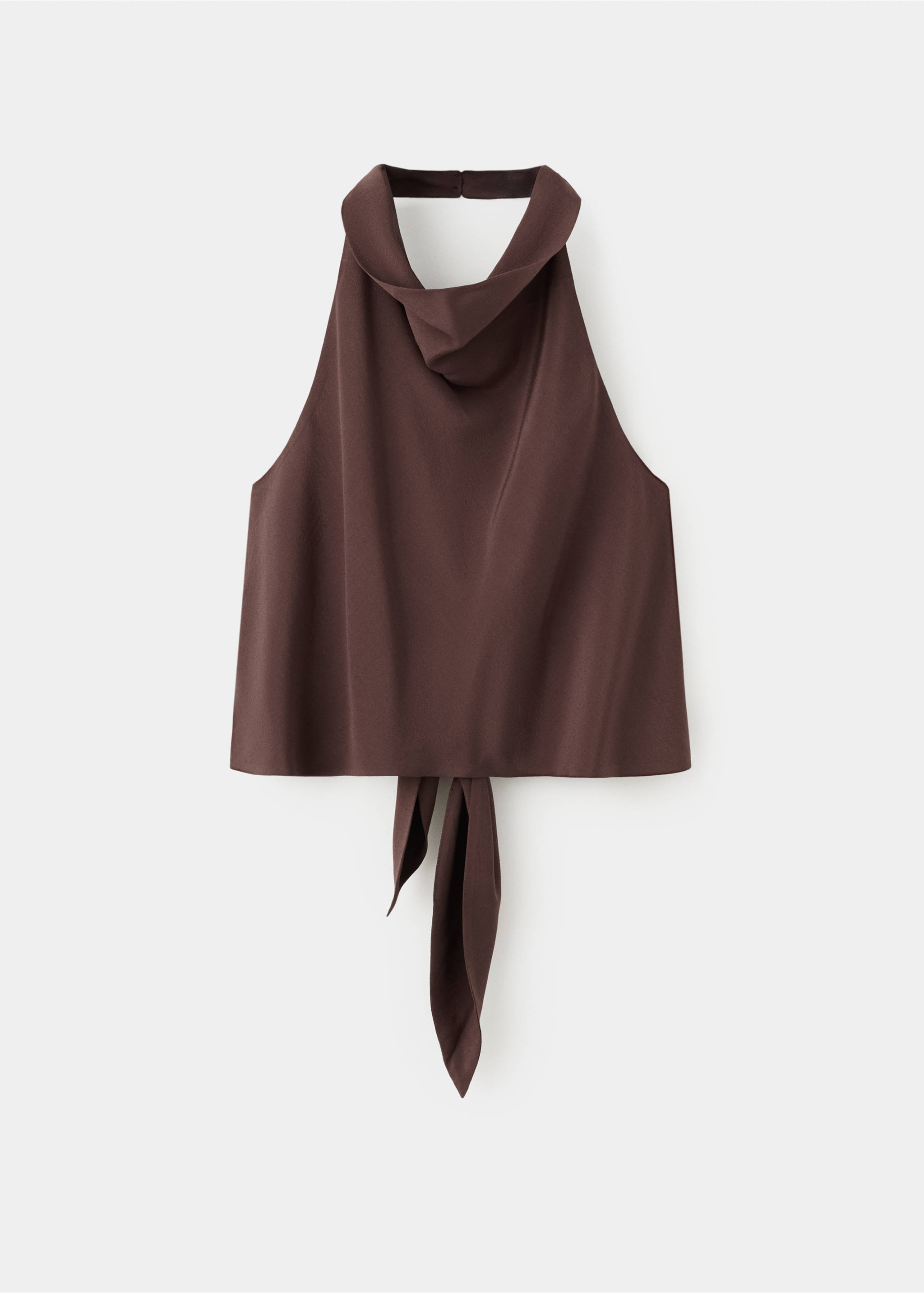 Draped halter crop top - Article without model, Brown. Ref: 37022896-00.