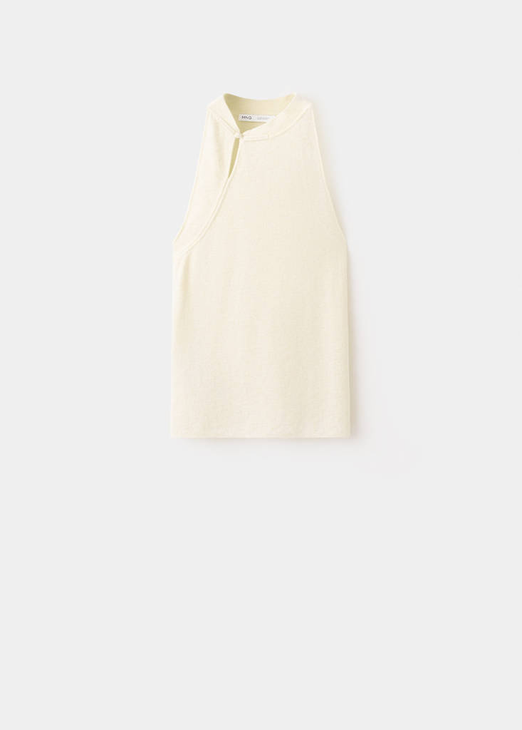 Frog fastener knitted top — Ecru