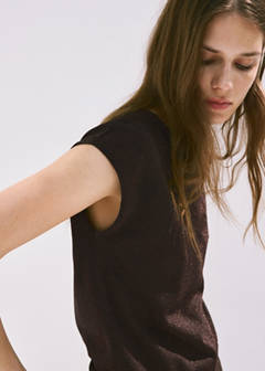 Boat-neck knitted top — Chocolate 5