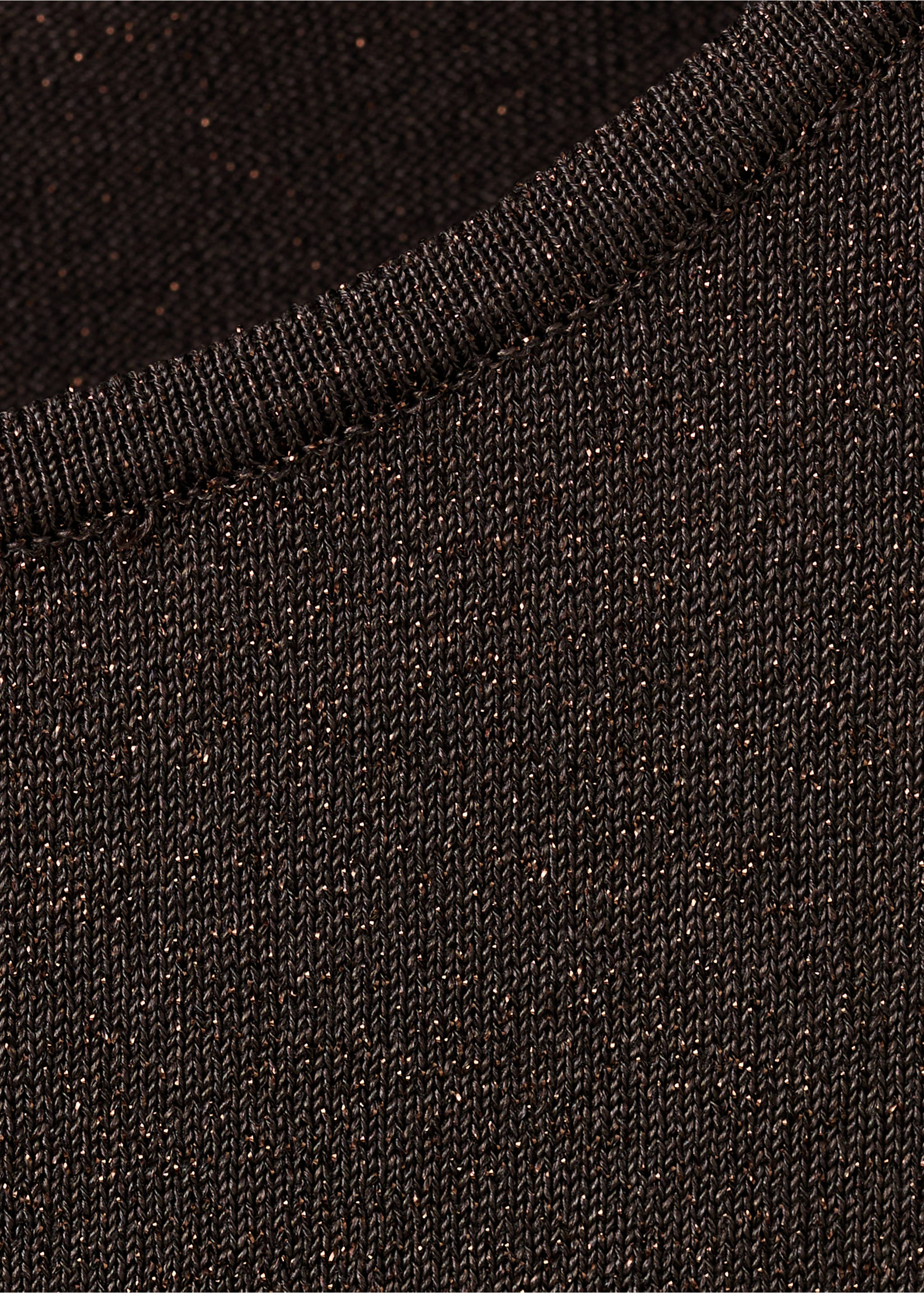 Boat-neck knitted top - Details of the article 8, Chocolate. Ref: 37022898-00.