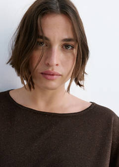 Boat-neck knitted top — Chocolate 7