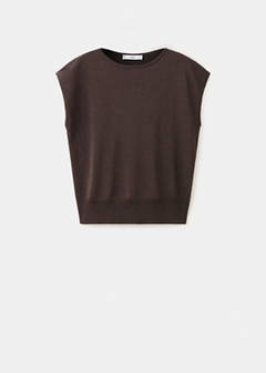 Boat-neck knitted top — Chocolate 9