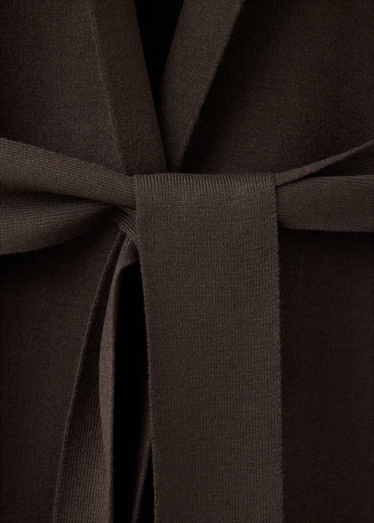 Long milano cardigan with stitching detail — Chocolate