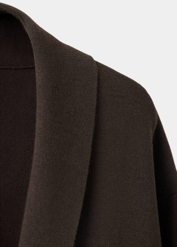 Long milano cardigan with stitching detail — Chocolate