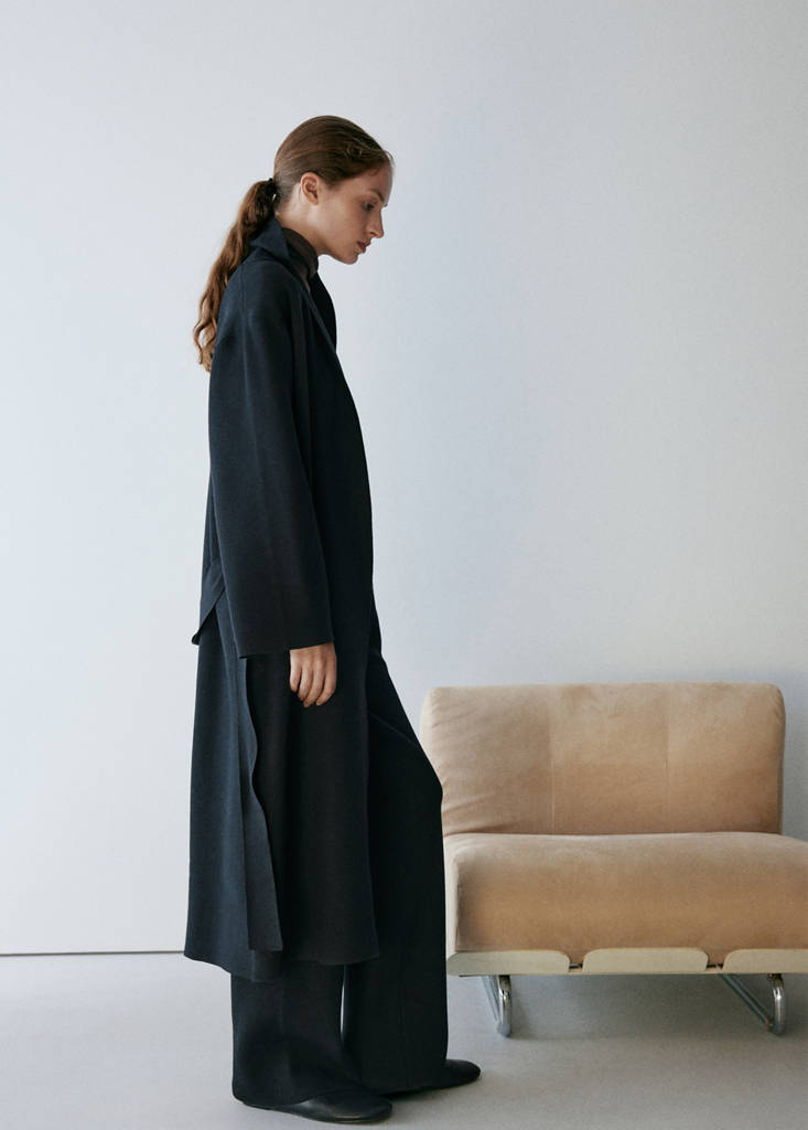 Long milano cardigan with stitching detail — Black