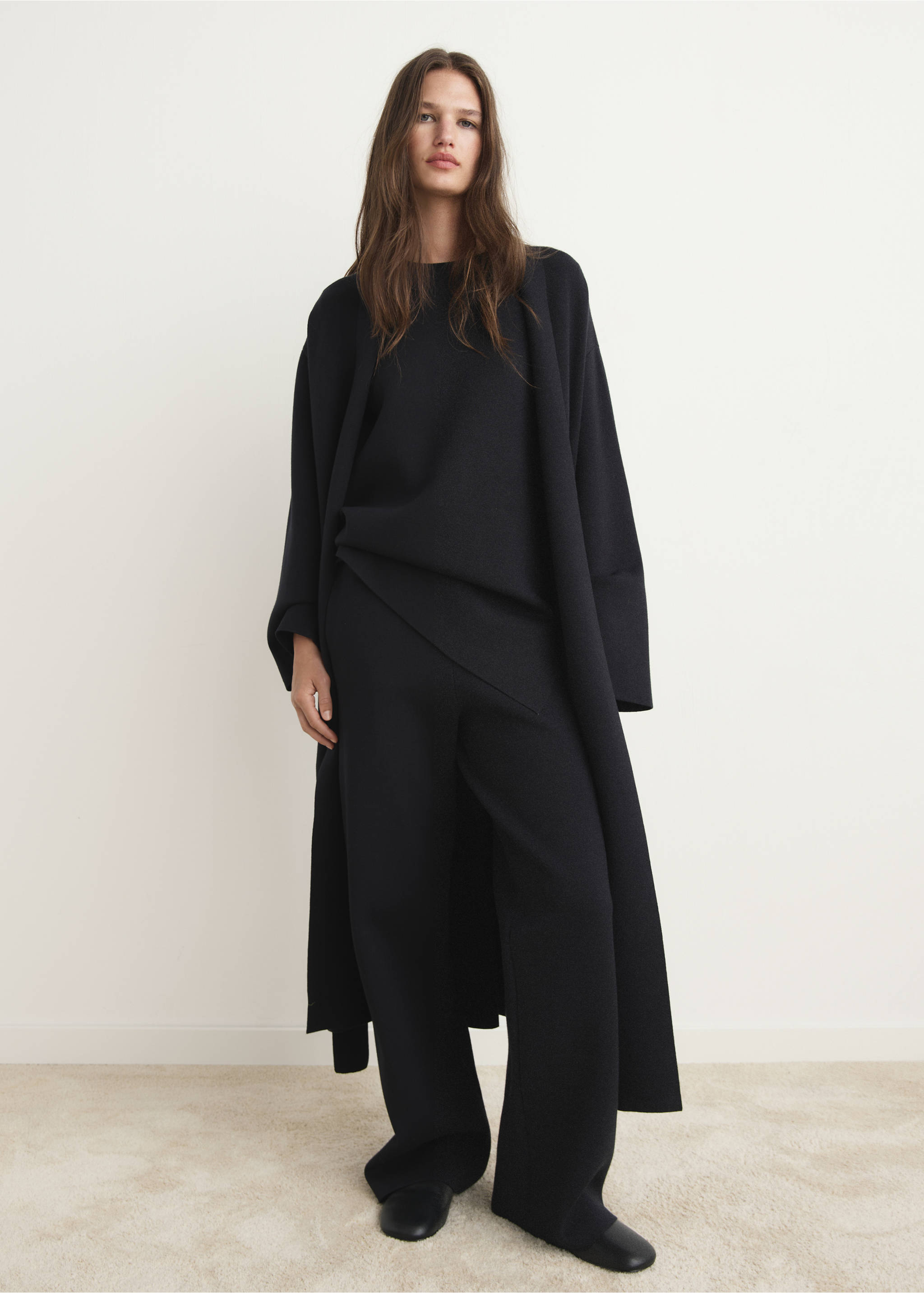 Long milano cardigan with stitching detail - General plane, Black. Ref: 37022899-00.