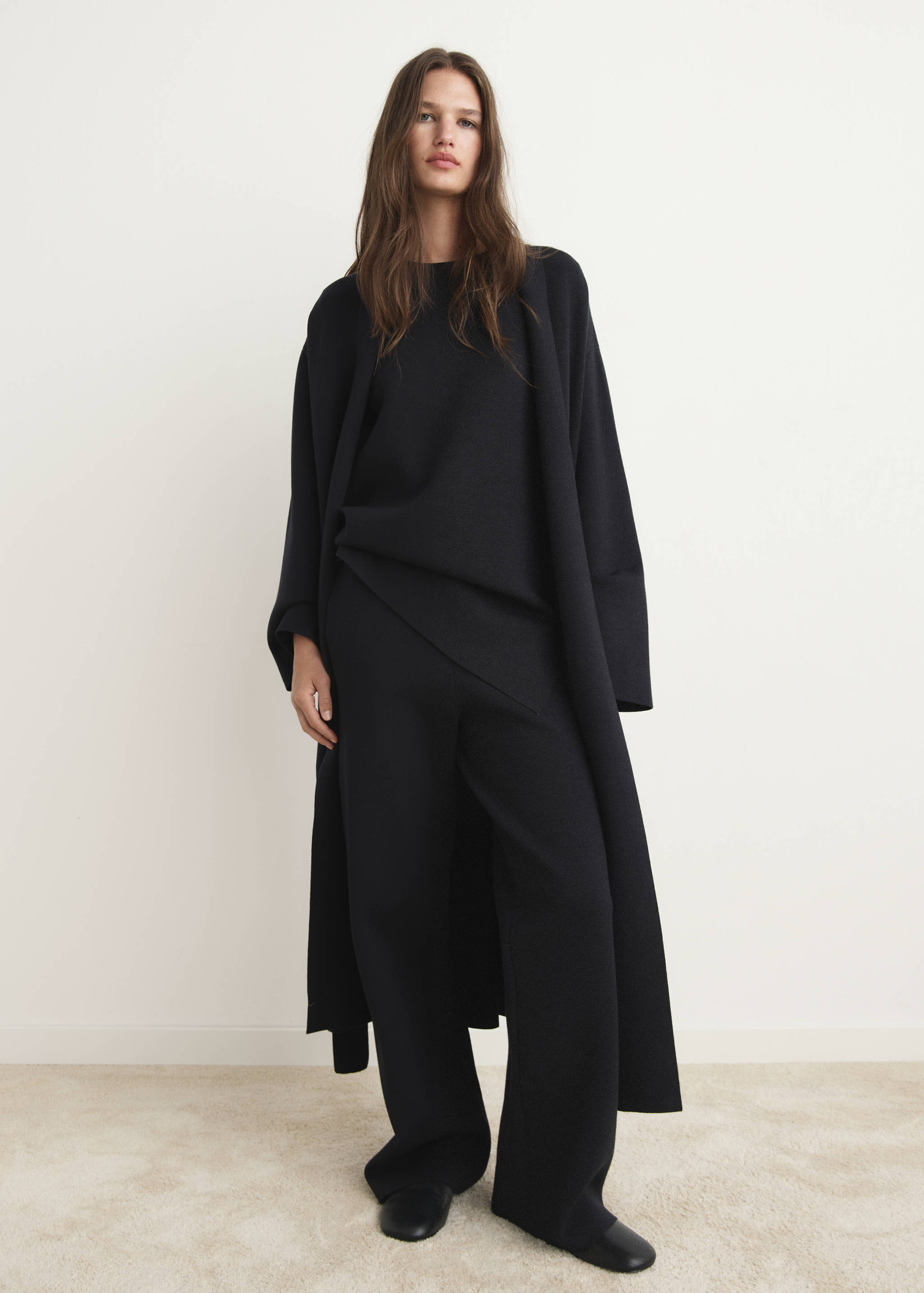 Long milano cardigan with stitching detail - General plane