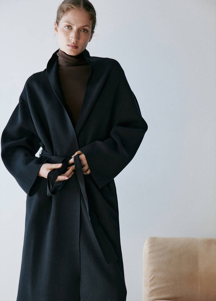Long milano cardigan with stitching detail — Black