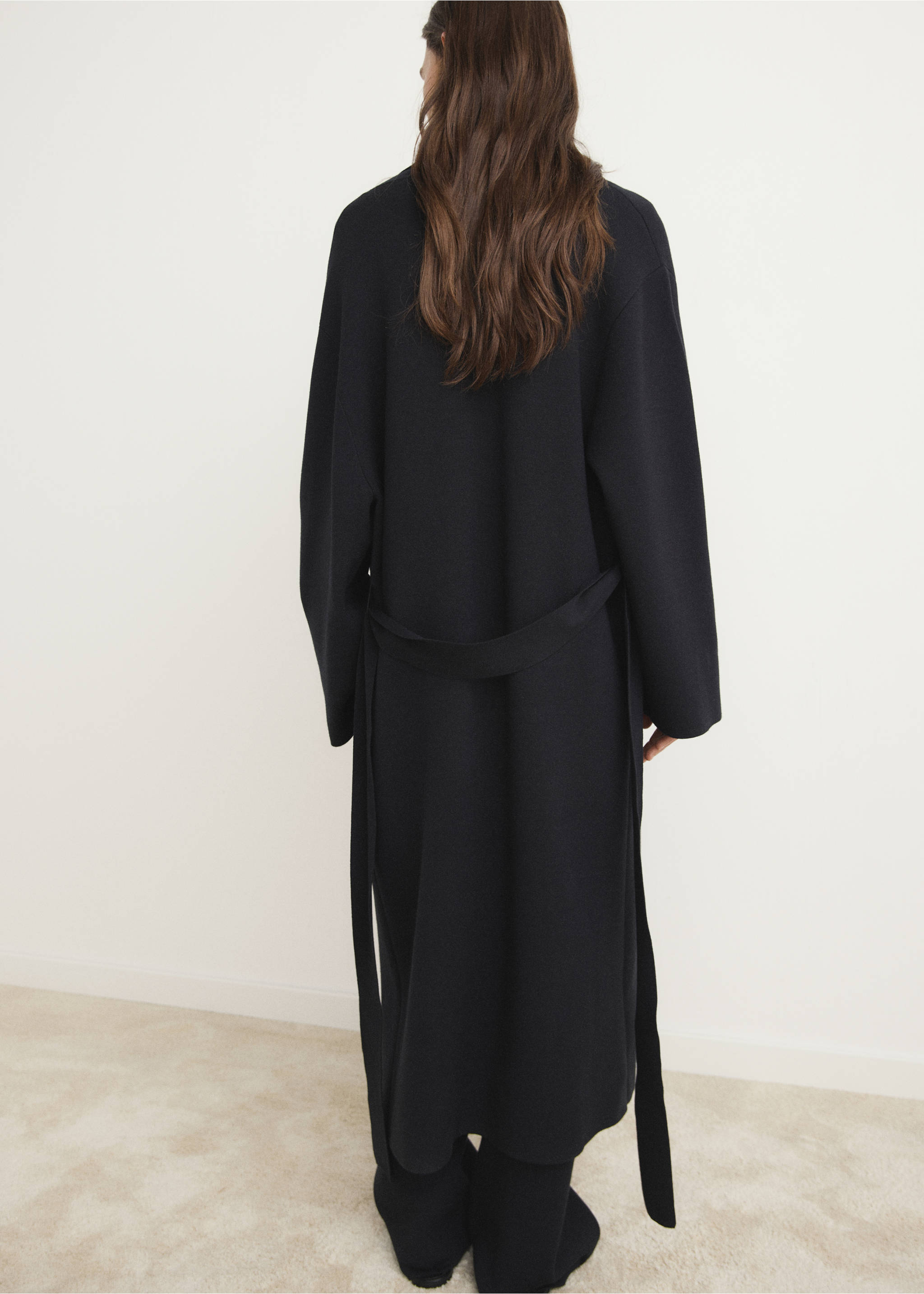Long milano cardigan with stitching detail - Reverse of the article, Black. Ref: 37022899-00.
