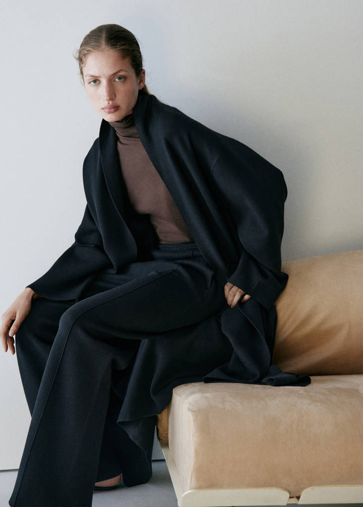 Long milano cardigan with stitching detail — Black
