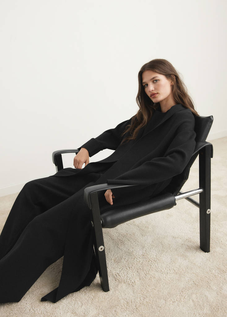 Long milano cardigan with stitching detail — Black