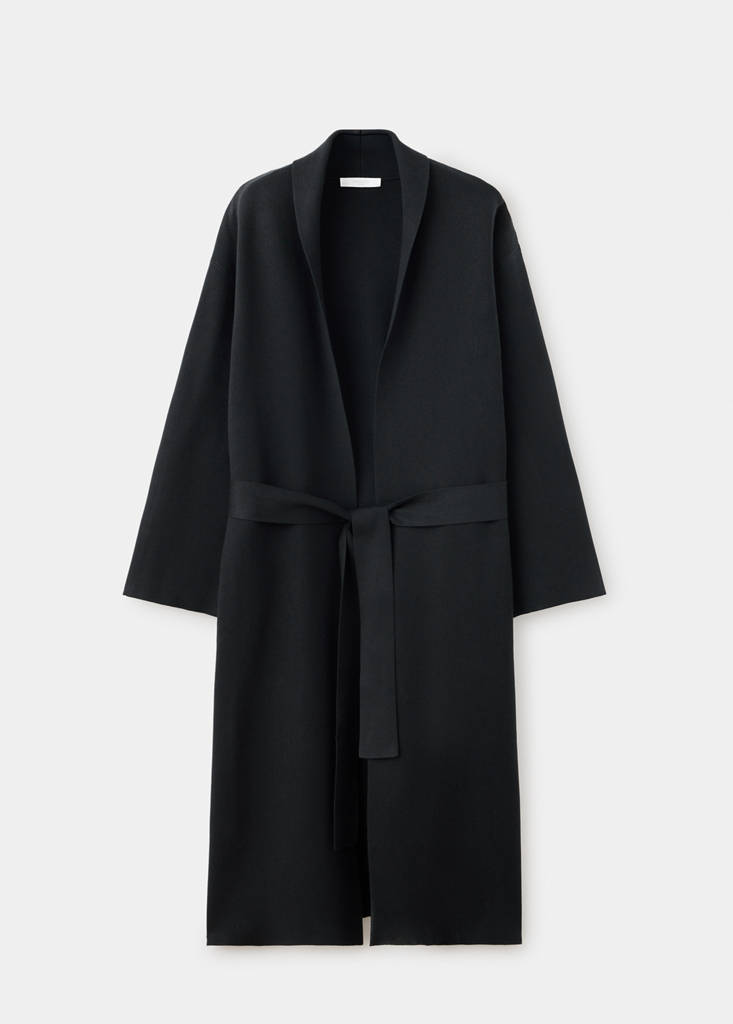 Long milano cardigan with stitching detail — Black