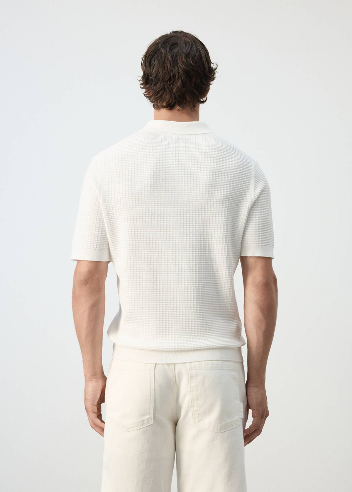 100% cotton knitted polo structure — Off White