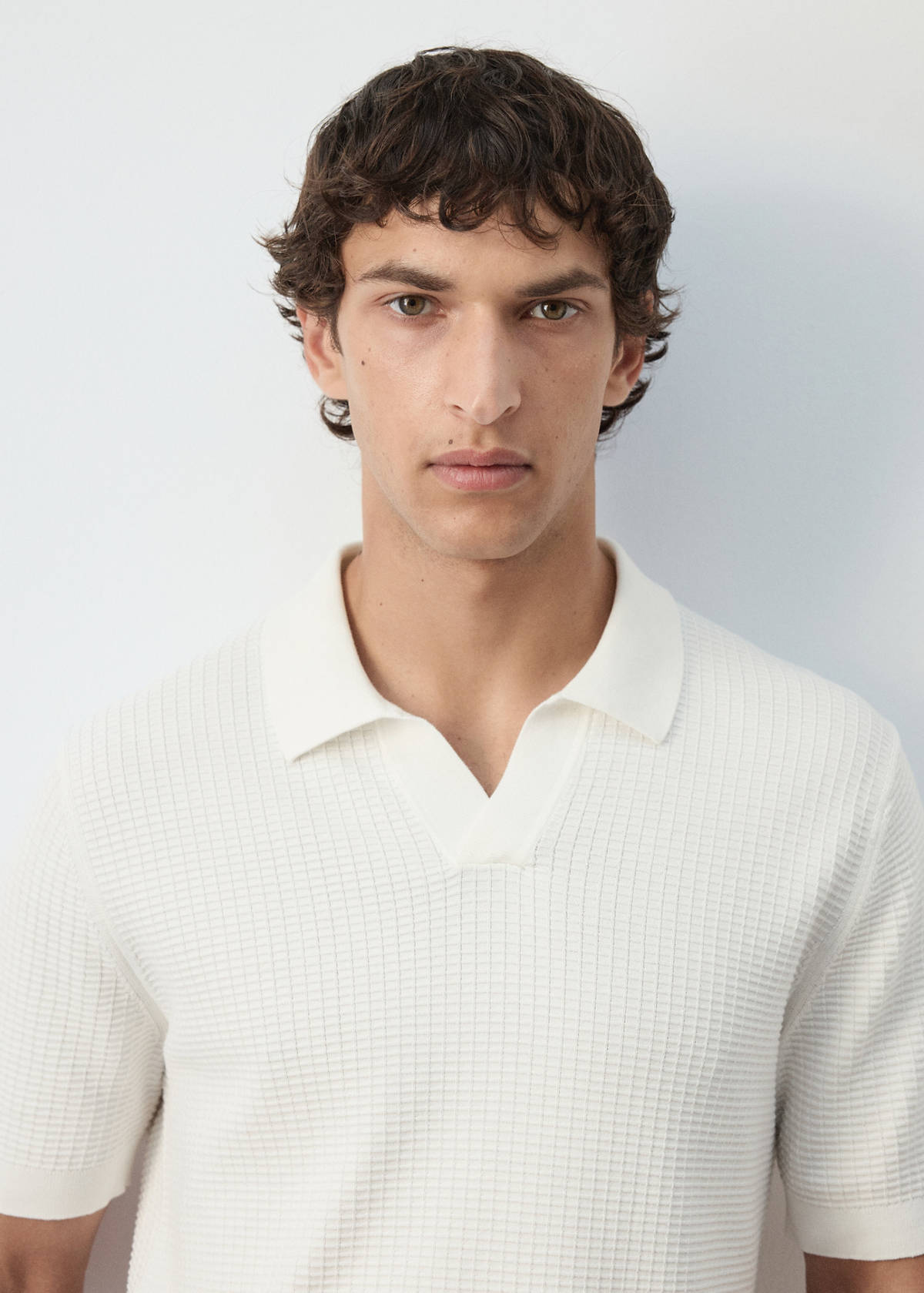 100% cotton knitted polo structure — Off White
