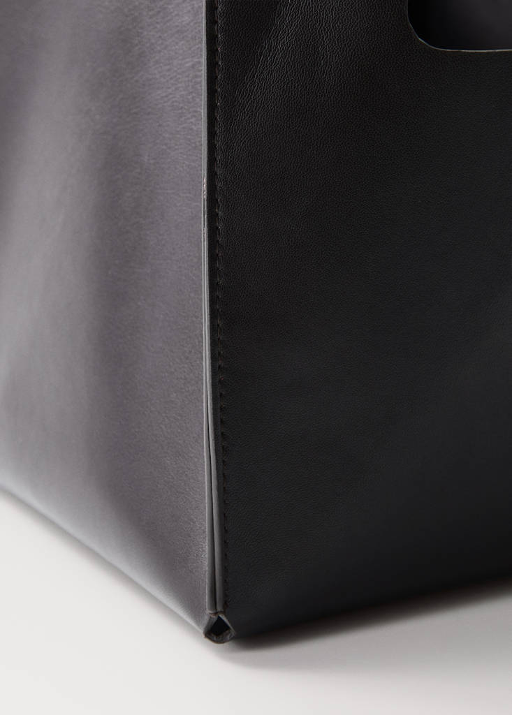 100% leather basket with handles - thumbnail 4