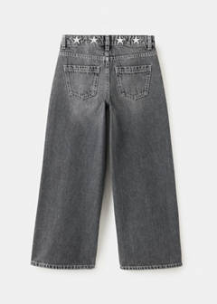 Wide leg jeans with embroidered stars — Open Grey 5