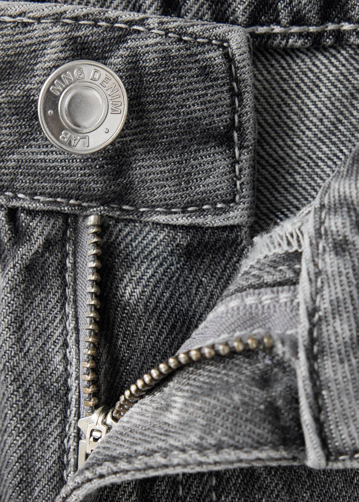 Wide leg jeans with embroidered stars — Open Grey