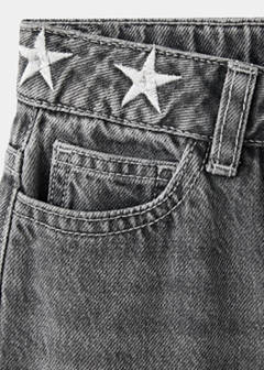 Wide leg jeans with embroidered stars — Open Grey 6