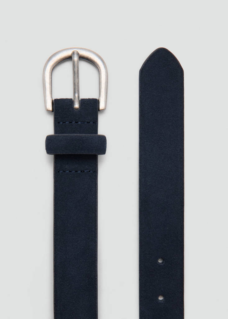 Leather belt — Navy