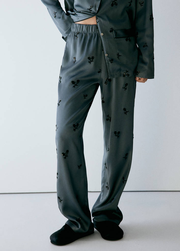 Satin sequin pyjama bottoms — Blue