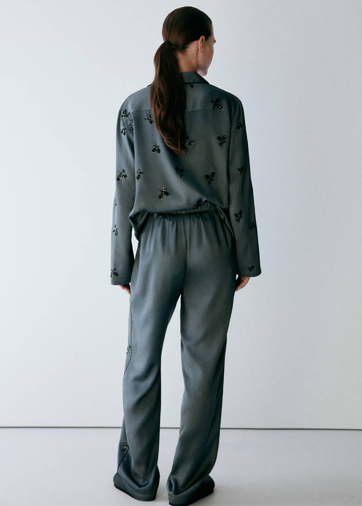 Satin sequin pyjama bottoms — Blue