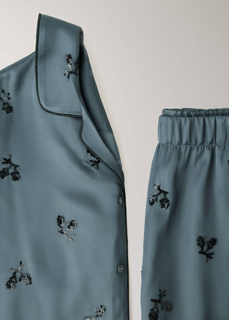 Satin sequin pyjama bottoms — Blue