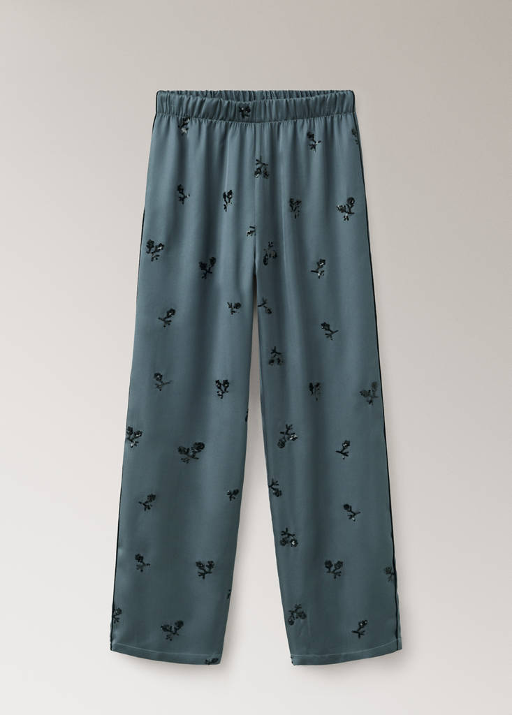 Satin sequin pyjama bottoms — Blue