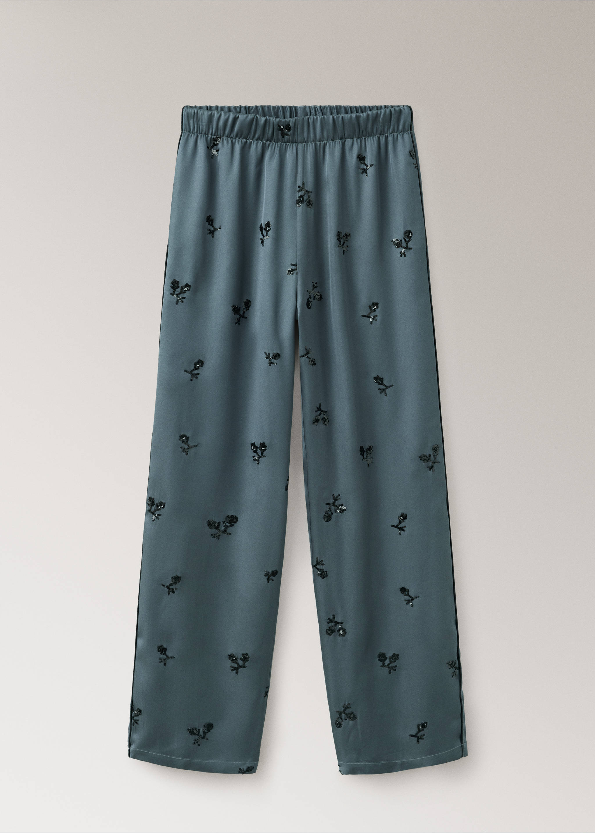Sequin satin pajama pants - Article without model, Blue. Ref: 37022920-00.