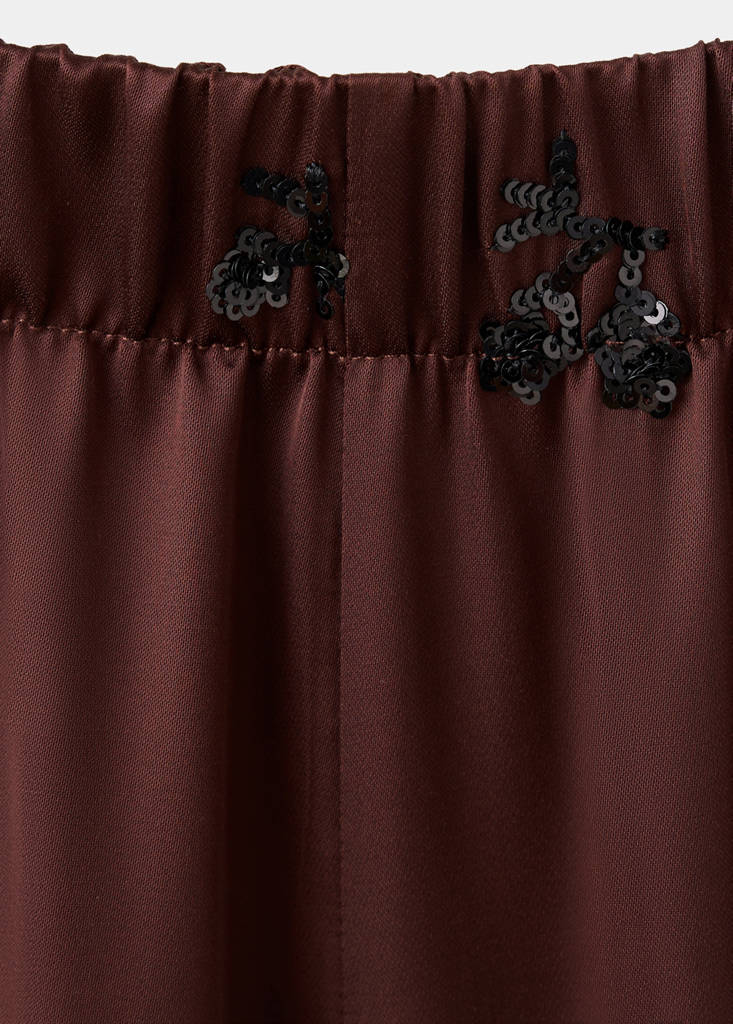 Satin sequin pyjama bottoms — Burgundy