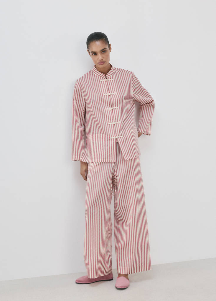 Mango Chemise Pyjama Rayures In Rose