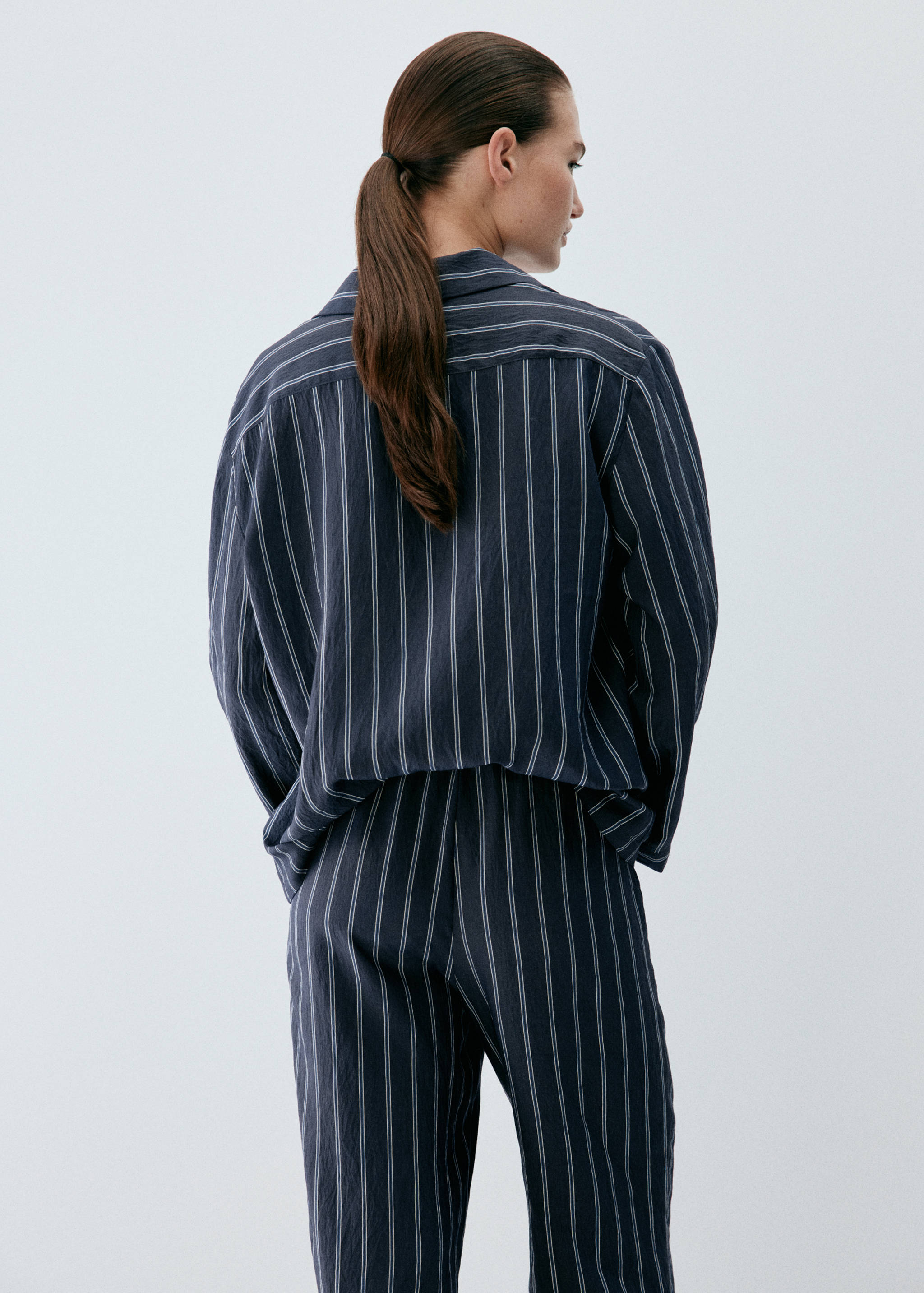 Striped pyjama shirt with front pocket - Reverse of the article
