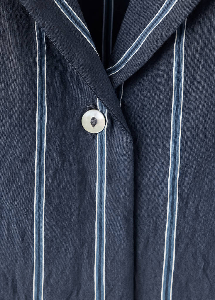 Striped pyjama shirt with front pocket — Navy