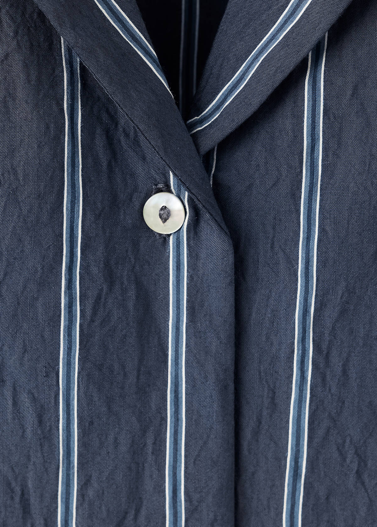 Striped pyjama shirt with front pocket — Navy